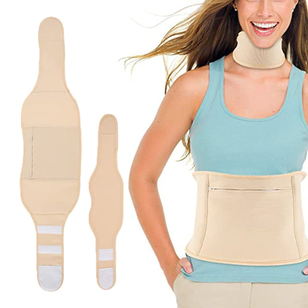 2 Pieces Castor Oil Wrap Pack Kit Reusable Compress Castor Oil Wrap for Waist and Neck Khaki