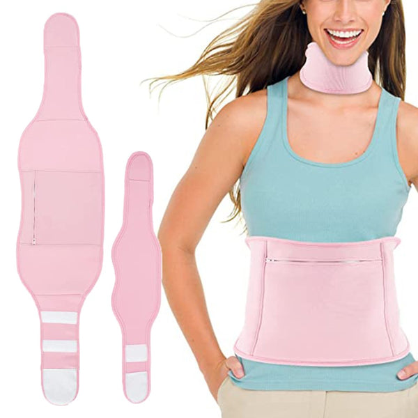 2 Pieces Castor Oil Wrap Pack Kit Reusable Compress Castor Oil Wrap for Waist and Neck Pink