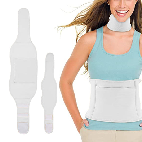 2 Pieces Castor Oil Wrap Pack Kit Reusable Compress Castor Oil Wrap for Waist and Neck White