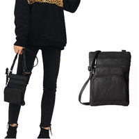 Women Genuine Leather Crossbody Bag Sling Purse Shoulder Bag Black