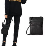 Women Genuine Leather Crossbody Bag Sling Purse Shoulder Bag Black