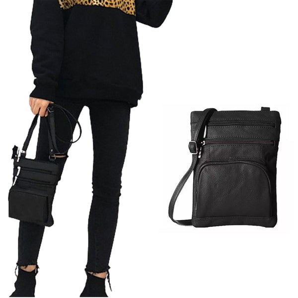 Women Genuine Leather Crossbody Bag Sling Purse Shoulder Bag Black