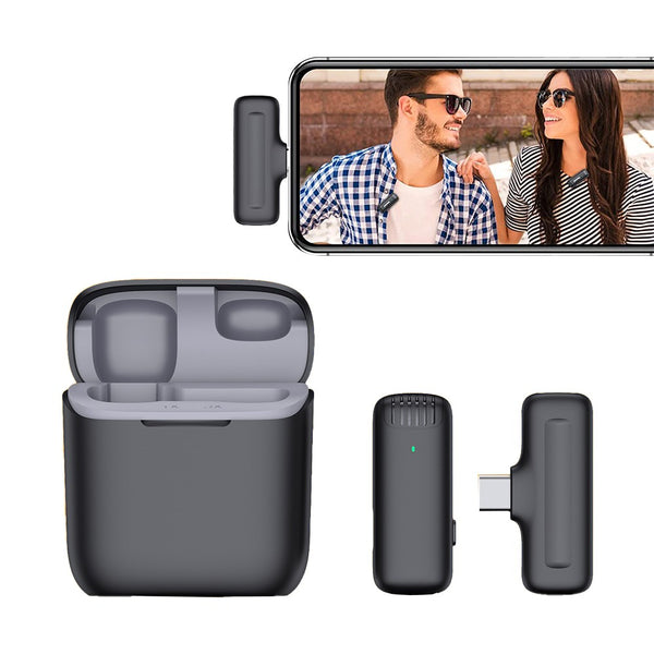 Wireless Lavalier Lapel Microphone for Phone Tablet iPhone iPad Vlog Live Stream Type-C Interface