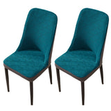 2Pcs Elastic Jacquard Chair Cover Curved Chair Stretch Slipcover Seat Cover Dark Green