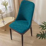 2Pcs Elastic Jacquard Chair Cover Curved Chair Stretch Slipcover Seat Cover Dark Green