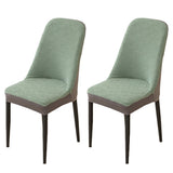 2Pcs Elastic Jacquard Chair Cover Curved Chair Stretch Slipcover Seat Cover Green