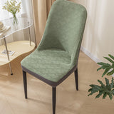 2Pcs Elastic Jacquard Chair Cover Curved Chair Stretch Slipcover Seat Cover Green