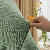 2Pcs Elastic Jacquard Chair Cover Curved Chair Stretch Slipcover Seat Cover Green