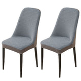 2Pcs Elastic Jacquard Chair Cover Curved Chair Stretch Slipcover Seat Cover Gray