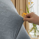 2Pcs Elastic Jacquard Chair Cover Curved Chair Stretch Slipcover Seat Cover Gray
