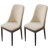 2Pcs Elastic Jacquard Chair Cover Curved Chair Stretch Slipcover Seat Cover Khaki