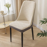 2Pcs Elastic Jacquard Chair Cover Curved Chair Stretch Slipcover Seat Cover Khaki