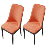 2Pcs Elastic Jacquard Chair Cover Curved Chair Stretch Slipcover Seat Cover Orange