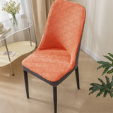 2Pcs Elastic Jacquard Chair Cover Curved Chair Stretch Slipcover Seat Cover Orange