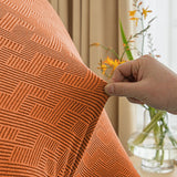 2Pcs Elastic Jacquard Chair Cover Curved Chair Stretch Slipcover Seat Cover Orange