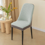 2Pcs Elastic Jacquard Chair Cover Curved Chair Stretch Slipcover Seat Cover Light Grey