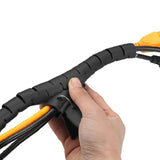 28mm Spiral Cable Management Sleeve Flexible Cable Bundler Manager with Cord Organizer Clip for Home and Office Black