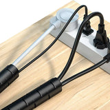28mm Spiral Cable Management Sleeve Flexible Cable Bundler Manager with Cord Organizer Clip for Home and Office Black