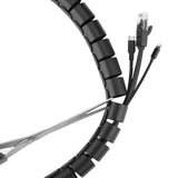 28mm Spiral Cable Management Sleeve Flexible Cable Bundler Manager with Cord Organizer Clip for Home and Office Black