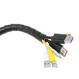 28mm Spiral Cable Management Sleeve Flexible Cable Bundler Manager with Cord Organizer Clip for Home and Office Black