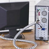 28mm Spiral Cable Management Sleeve Flexible Cable Bundler Manager with Cord Organizer Clip for Home and Office Grey