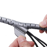 28mm Spiral Cable Management Sleeve Flexible Cable Bundler Manager with Cord Organizer Clip for Home and Office Grey