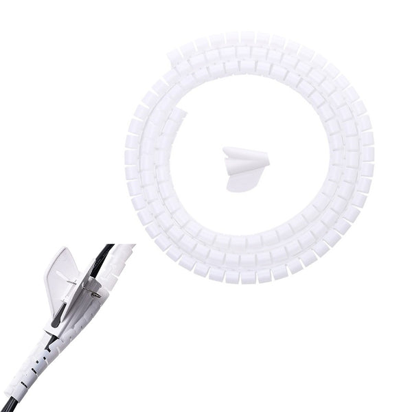 Electraline 1.8m Expandable Cable Sleeve - Spiral Cable Management Organizer, White