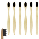 6Pcs Natural Bamboo Toothbrush Soft-Bristle Oral Care Grey