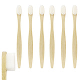 6Pcs Natural Bamboo Toothbrush Soft-Bristle Oral Care White