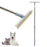 Retractable Long Handle Scraper Carpet Rake Pet Hair Removal Scraper Grey