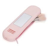 Portable Travel Bag Organiser Make Up Brush Bag Cosmetic Pouch Toiletry Case with Mirror Pink