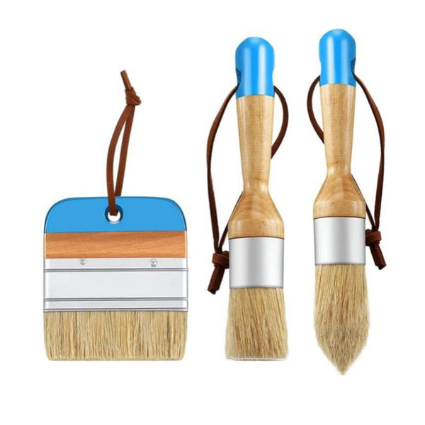 Chalk and Wax Painting Brush Stencil Brushes for Furniture Home Decor Blue