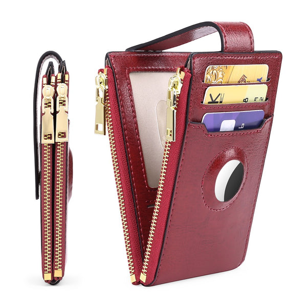 Womens RFID Wallet Bifold Credit Card Holder Wine Red