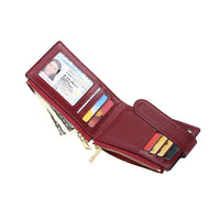 Womens RFID Wallet Bifold Credit Card Holder Wine Red