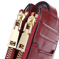 Womens RFID Wallet Bifold Credit Card Holder Wine Red