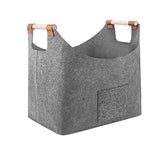 Foldable Felt Bag Organizer Firewood Basket with Handles Light Grey