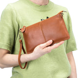 Womens Genuine Leather Crossbody Bag Handbag Shoulder Bag Clutch Wallet Brown