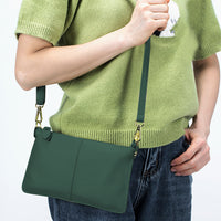 Womens Genuine Leather Crossbody Bag Handbag Shoulder Bag Clutch Wallet Green