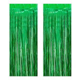2Pcs Fringe Curtain PET Curtain Backdrop Streamers Party Decorations Green