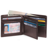 Mens RFID Blocking Wallet Genuine Leather Card Holder Coffee