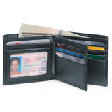 Mens RFID Blocking Wallet Genuine Leather Card Holder Dark Blue