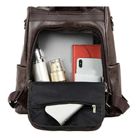 Women PU Leather Anti-theft Backpack School Bags Travel Backpack Brown