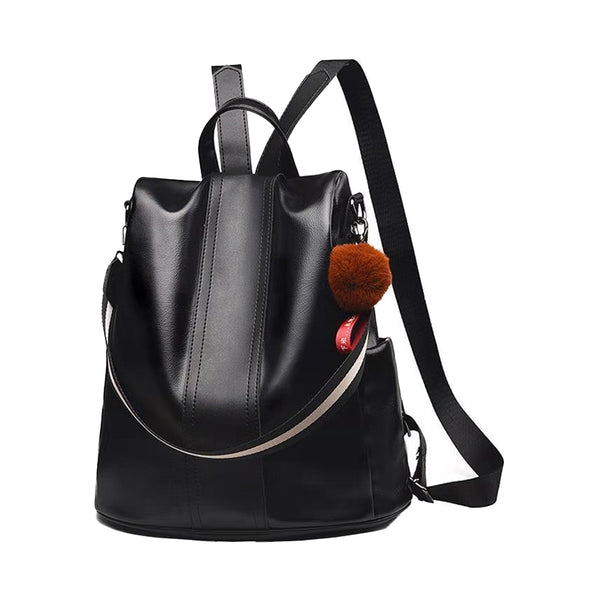 Women PU Leather Anti-theft Backpack School Bags Travel Backpack Black