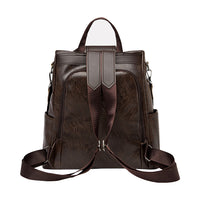 Women PU Leather Anti-theft Backpack School Bags Travel Backpack Brown