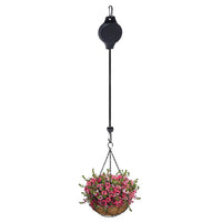 2Pcs Retractable Pulley Hanging Basket Pull Down Garden Plant Flower Hanger Hook Black