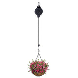 2Pcs Retractable Pulley Hanging Basket Pull Down Garden Plant Flower Hanger Hook Black