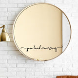 2Pcs You Look Amazing Mirror Decal Decal Bathroom Wall Sticker Decor Shower Door Decal Black