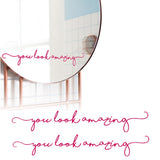 2Pcs You Look Amazing Mirror Decal Decal Bathroom Wall Sticker Decor Shower Door Decal Rose Red