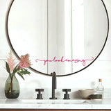 2Pcs You Look Amazing Mirror Decal Decal Bathroom Wall Sticker Decor Shower Door Decal Rose Red