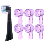 6Pcs Electric Toothbrush Clear Round Head Cover Anti Dust for Oral B Purple